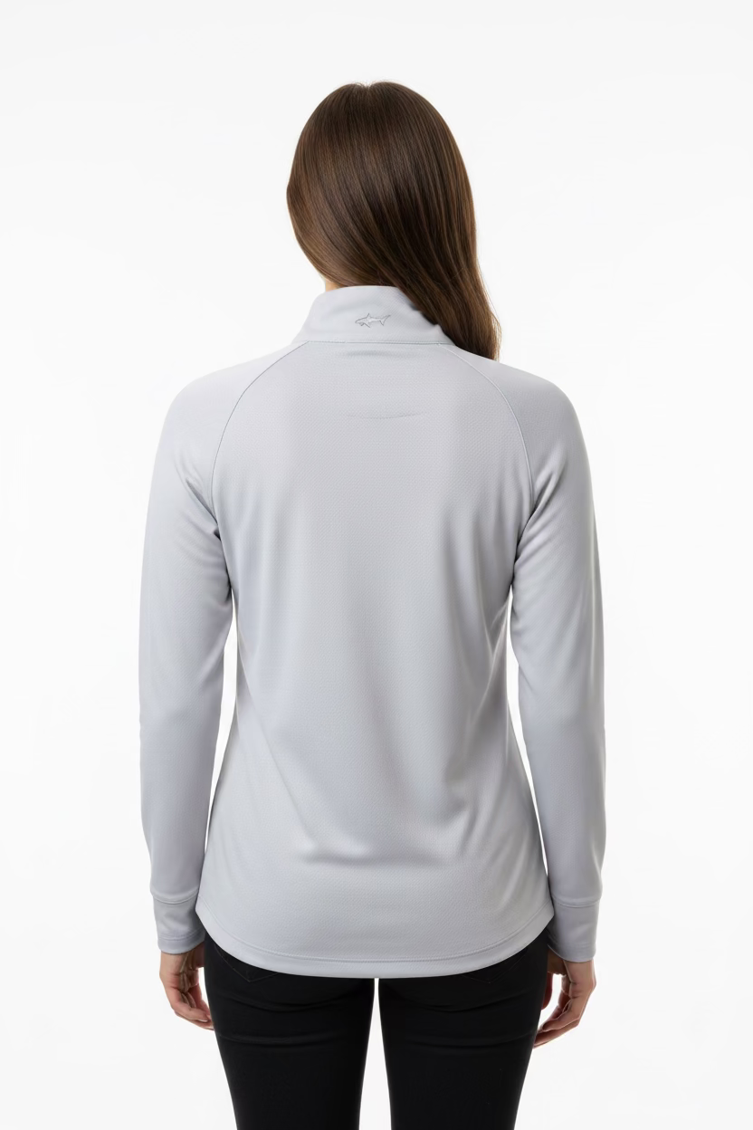 Greg Norman Womens Long Sleeve Pro Series Polo - Seagull Grey