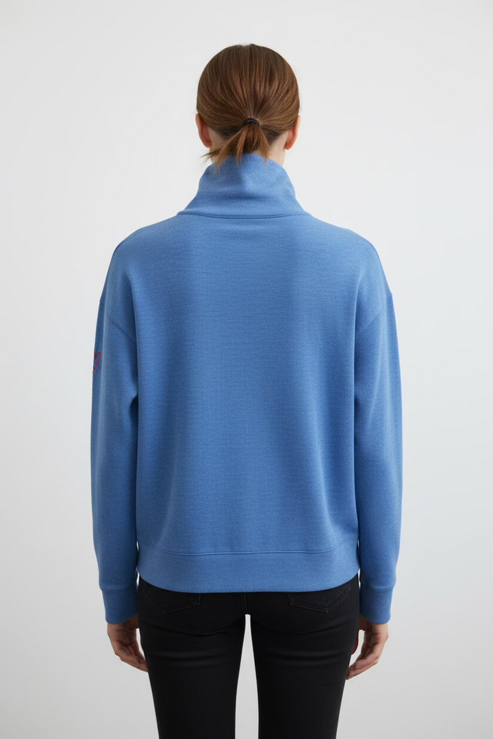 Greg Norman Womens Long Sleeve Knit Pullover - Aegean Blue Heather