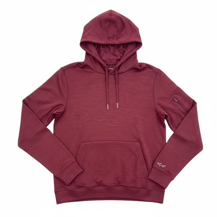 Greg Norman Mens Long Sleeve Hoodie - Sangria Heather - Large