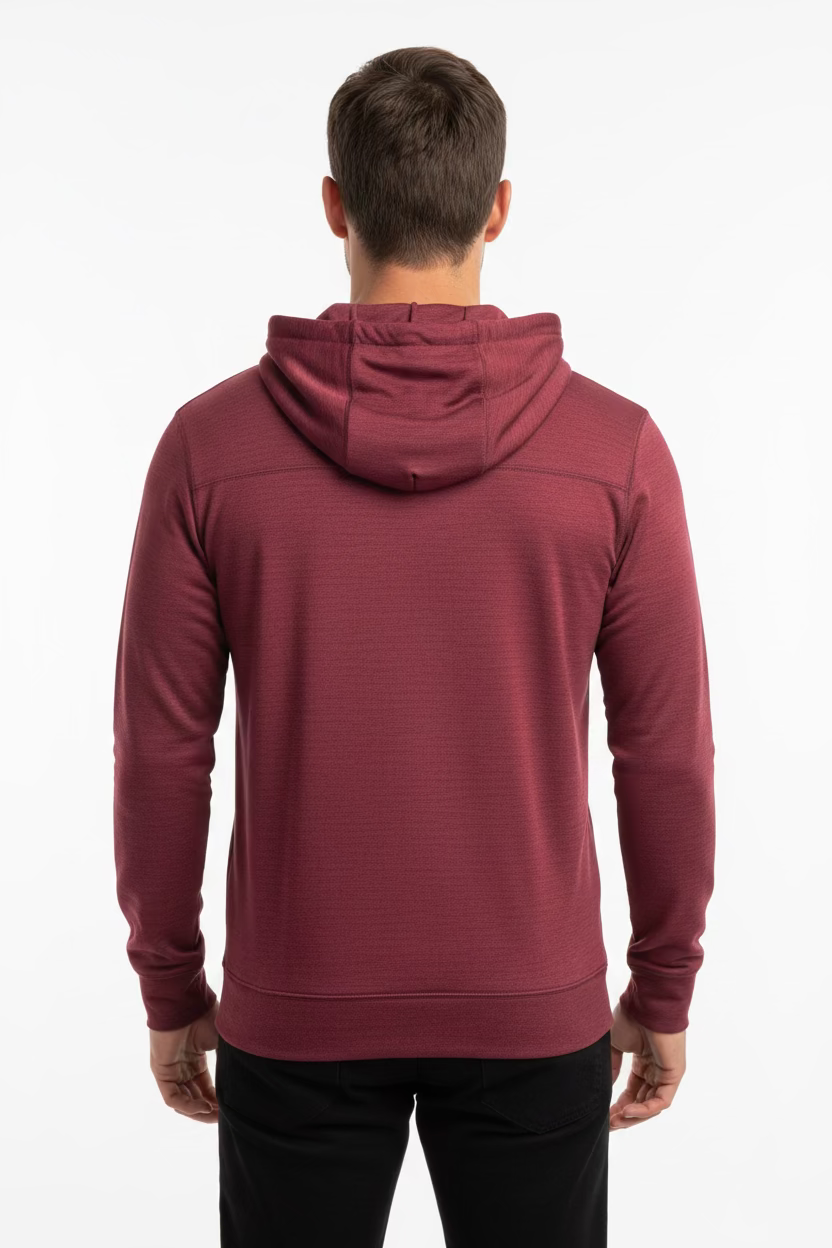 Greg Norman Mens Long Sleeve Hoodie - Sangria Heather - Large