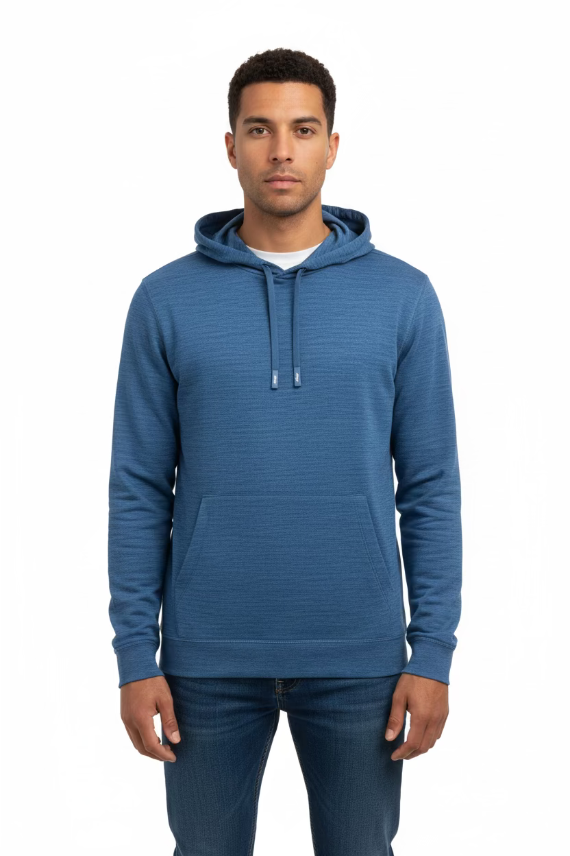 Greg Norman Mens Long Sleeve Hoodie - Bay Blue Heather - Large