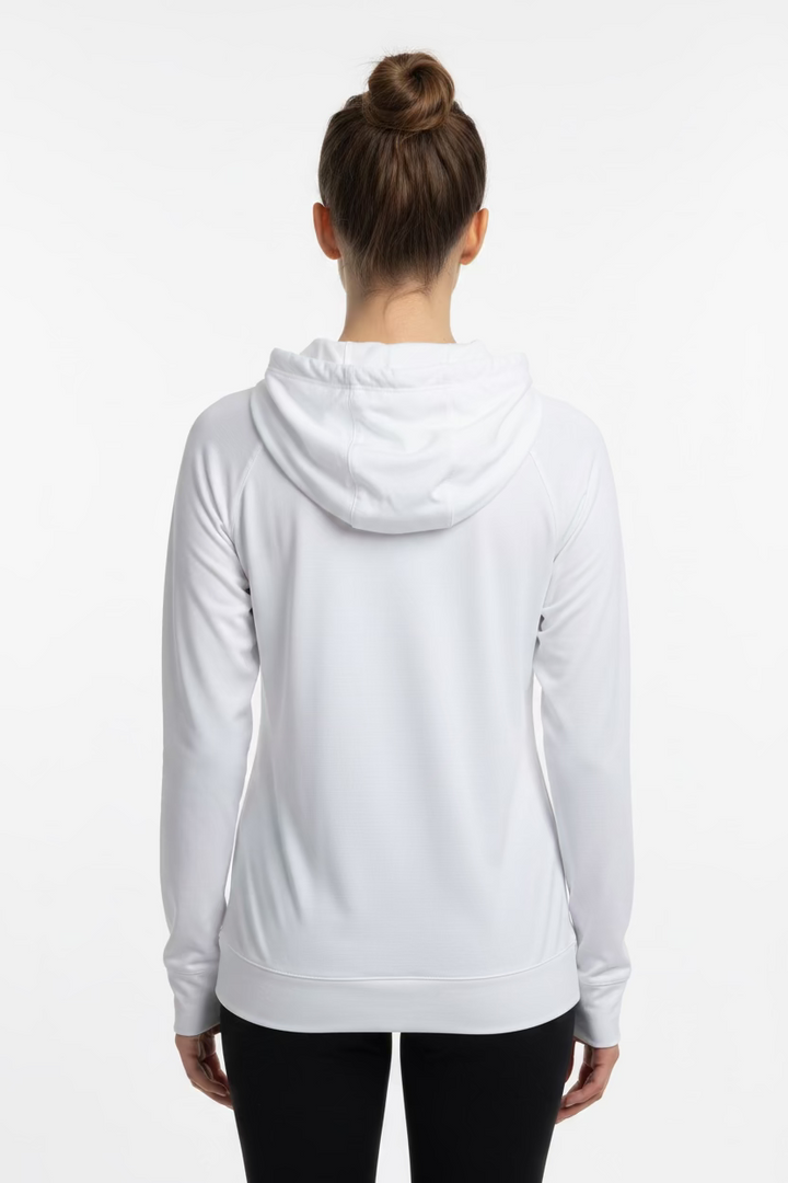 Greg Norman Womens Long Sleeve Tech Performance Hoodie - White