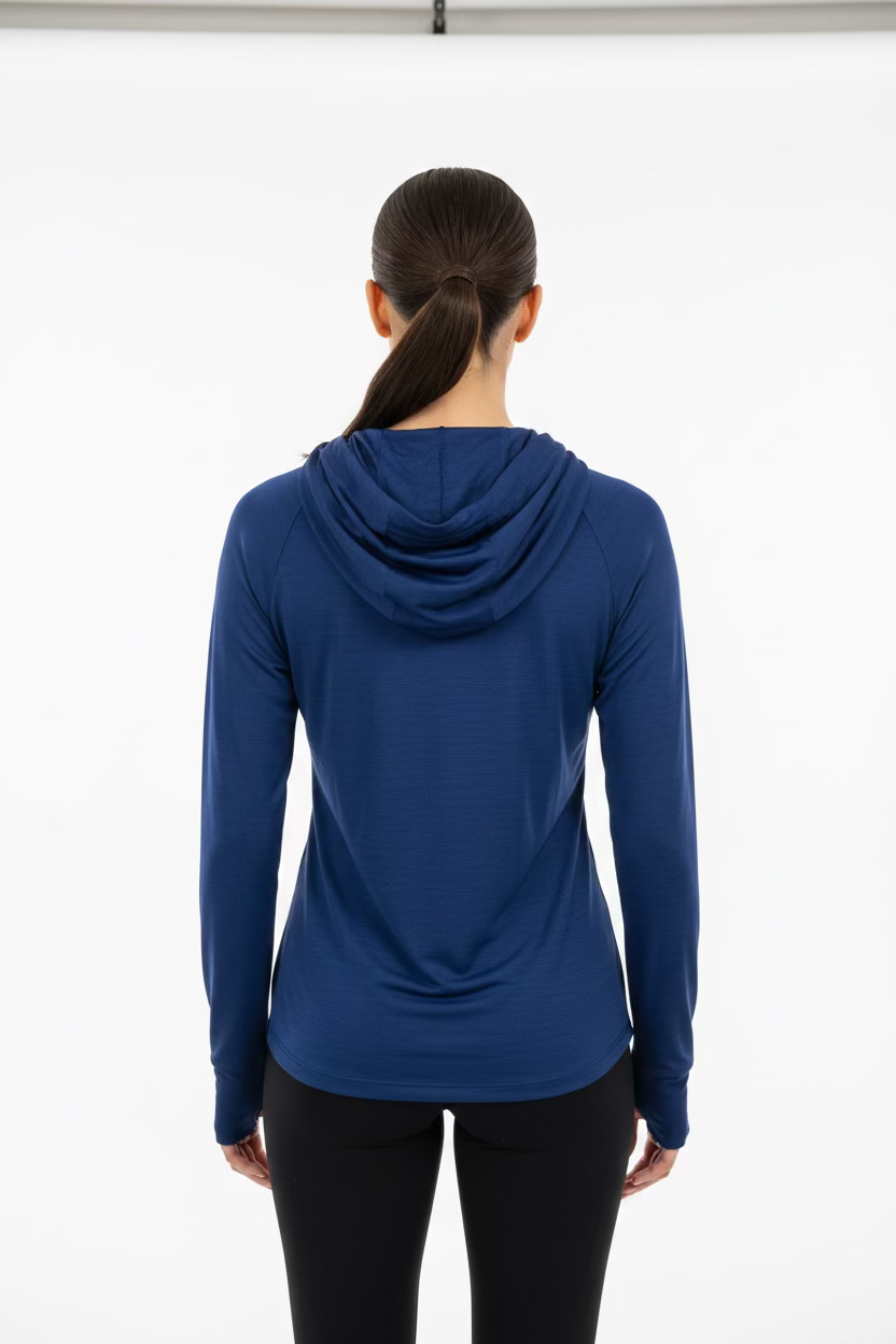 Greg Norman Womens Long Sleeve Tech Performance Hoodie - Navy