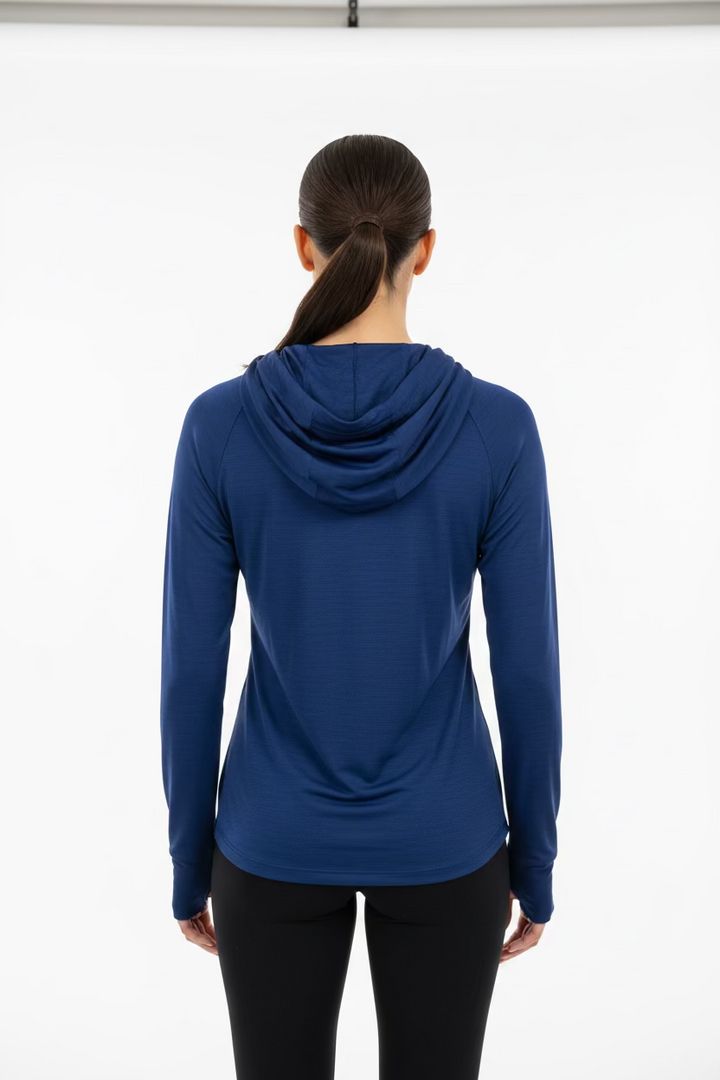 Greg Norman Womens Long Sleeve Tech Performance Hoodie - Navy