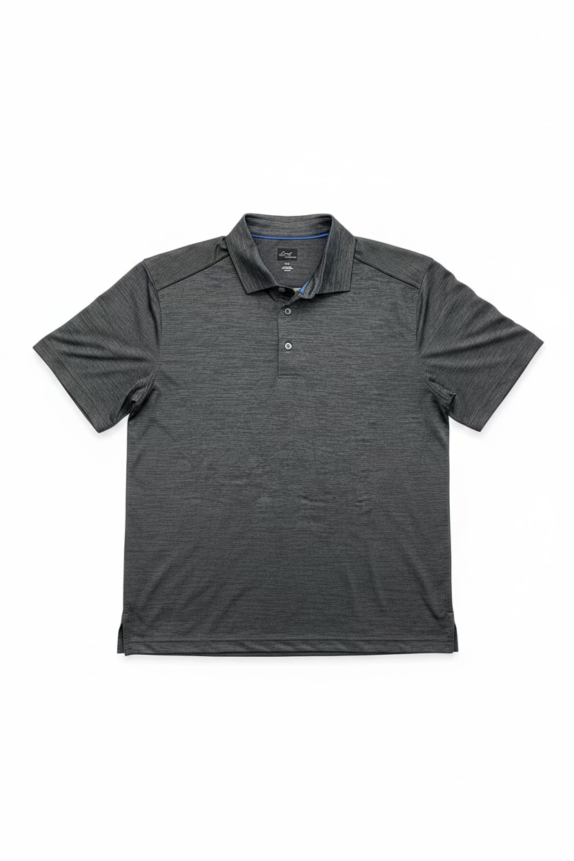 Greg Norman Mens Short Sleeve Polo - Black Sea/Grey - Large