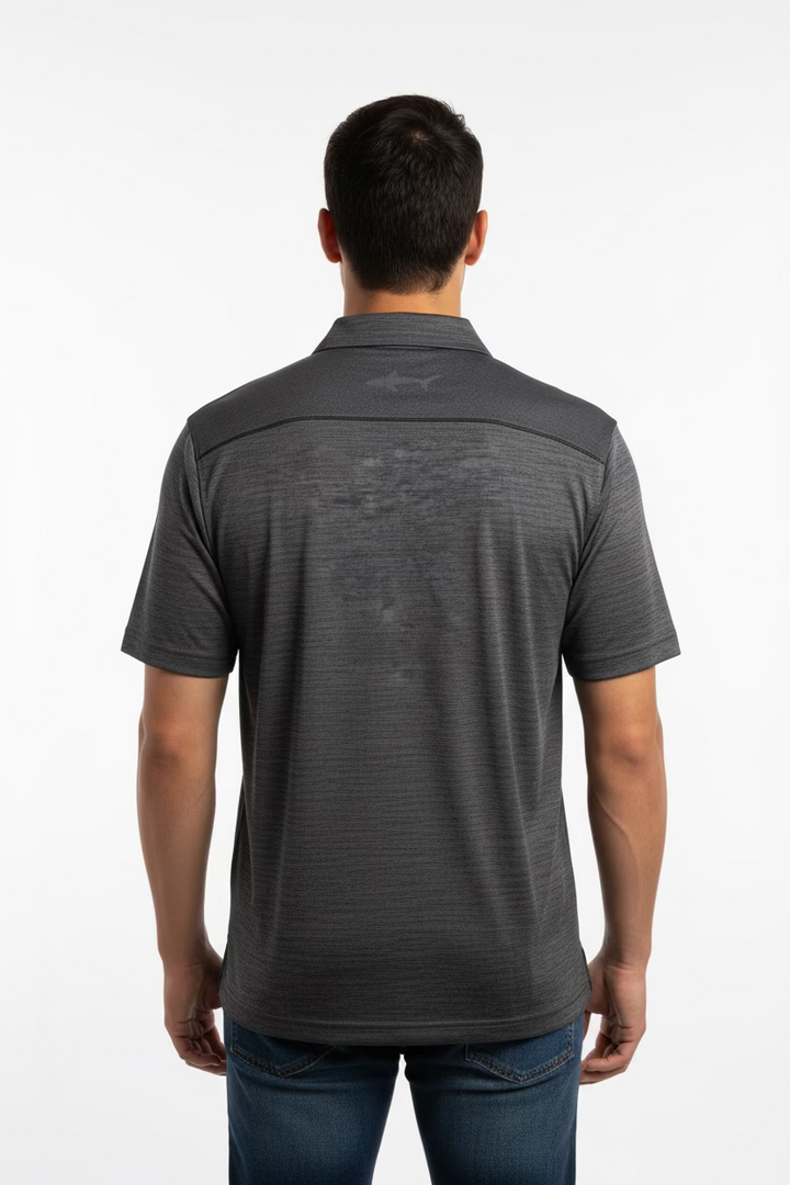 Greg Norman Mens Short Sleeve Polo - Black Sea/Grey - Large