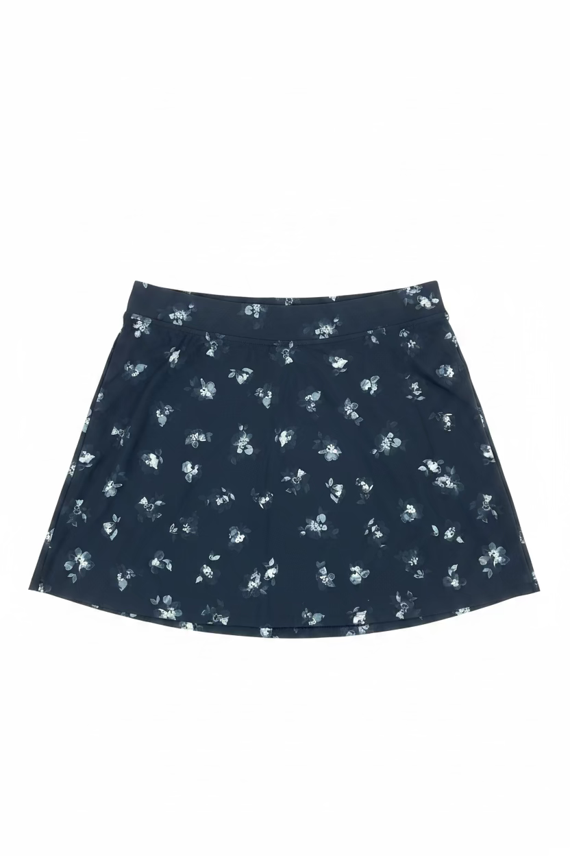 G/FORE Womens Floral Silky Tech Nylon Skort (15') - Onyx/Snow/Grey