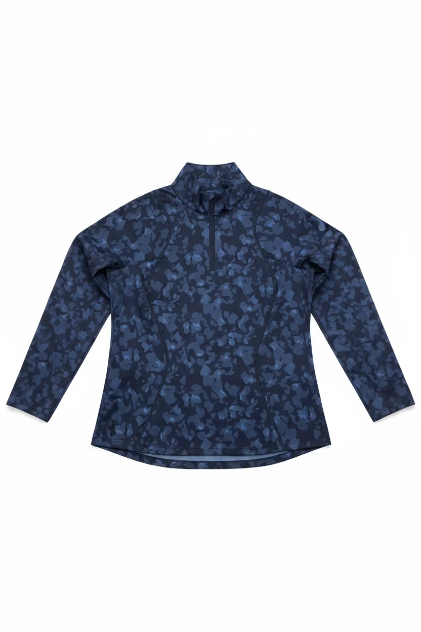 G/FORE Womens Camo Tech Long Sleeve Zip Polo - Twilight