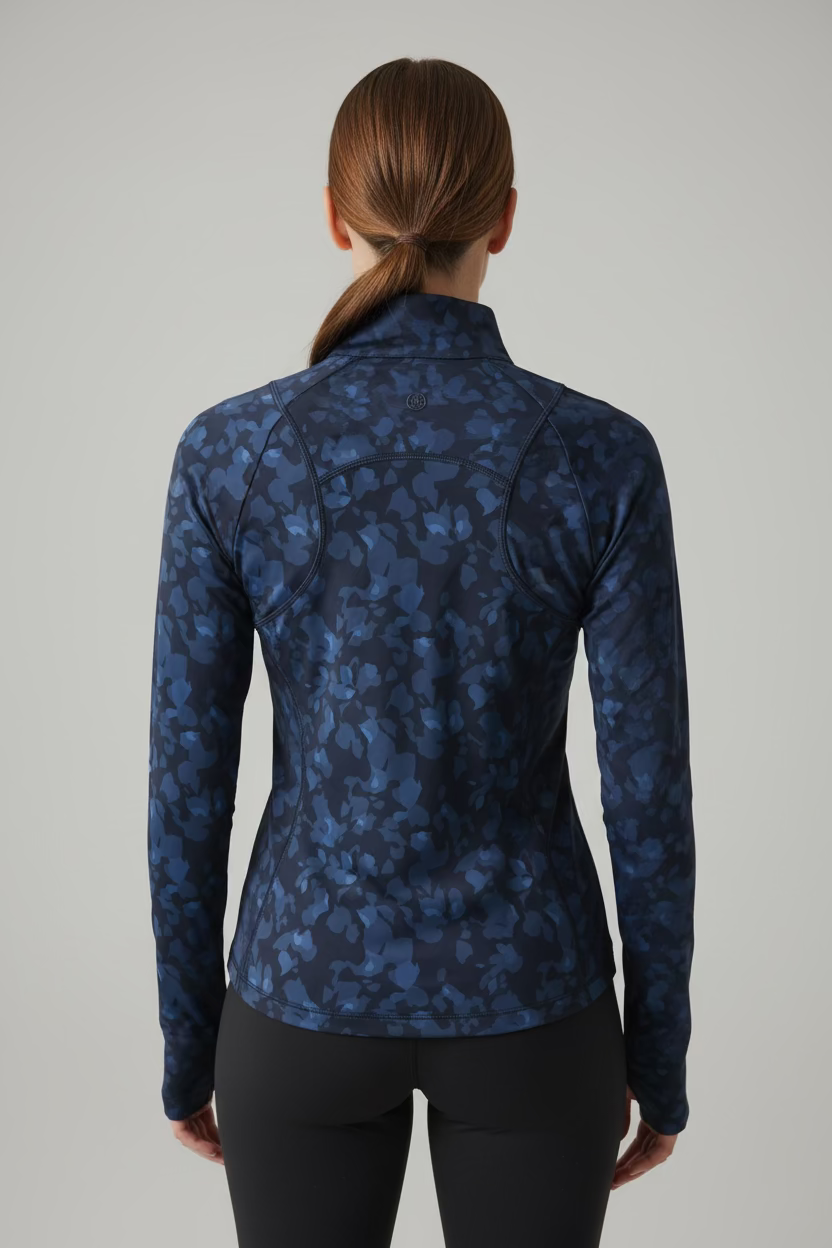 G/FORE Womens Camo Tech Long Sleeve Zip Polo - Twilight