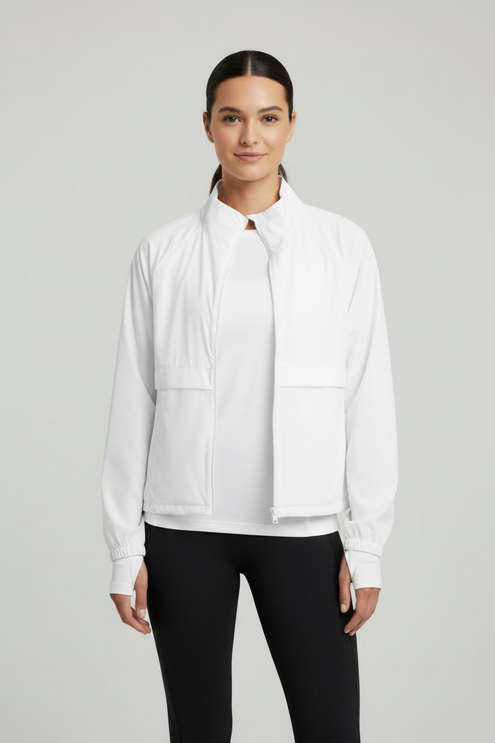 G/FORE Womens Long Sleeve Zip Stretch Windbreaker Jacket - Snow
