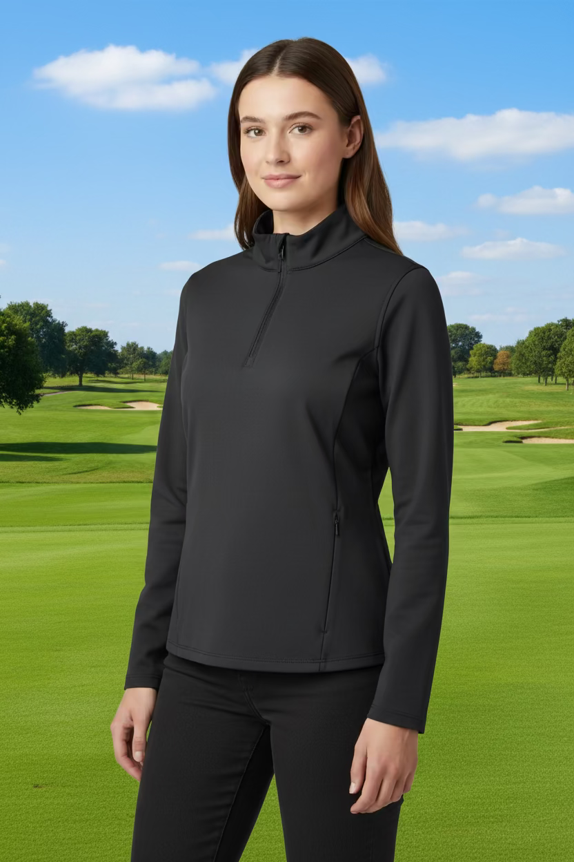 G/FORE Womens Casual Long Sleeve Zip Pullover - Onyx