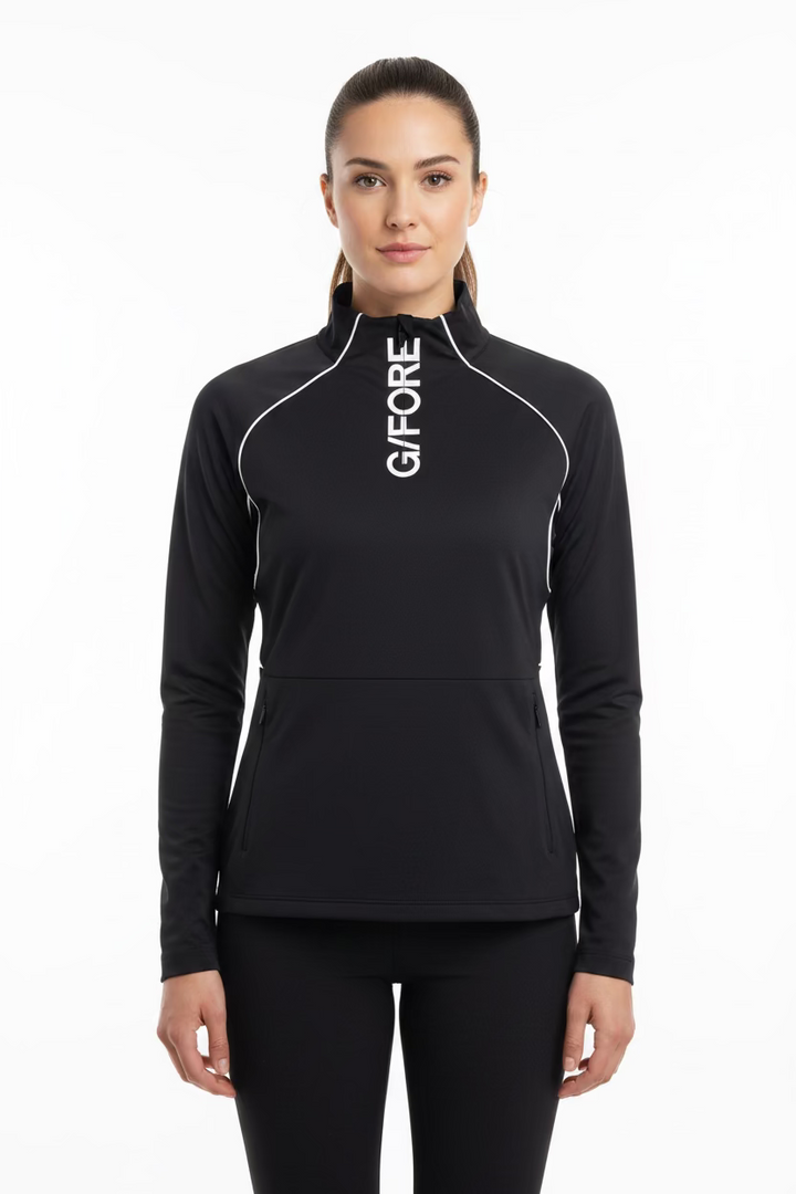 G/FORE Womens Contrast Mesh Silky Zip Pullover - Onyx