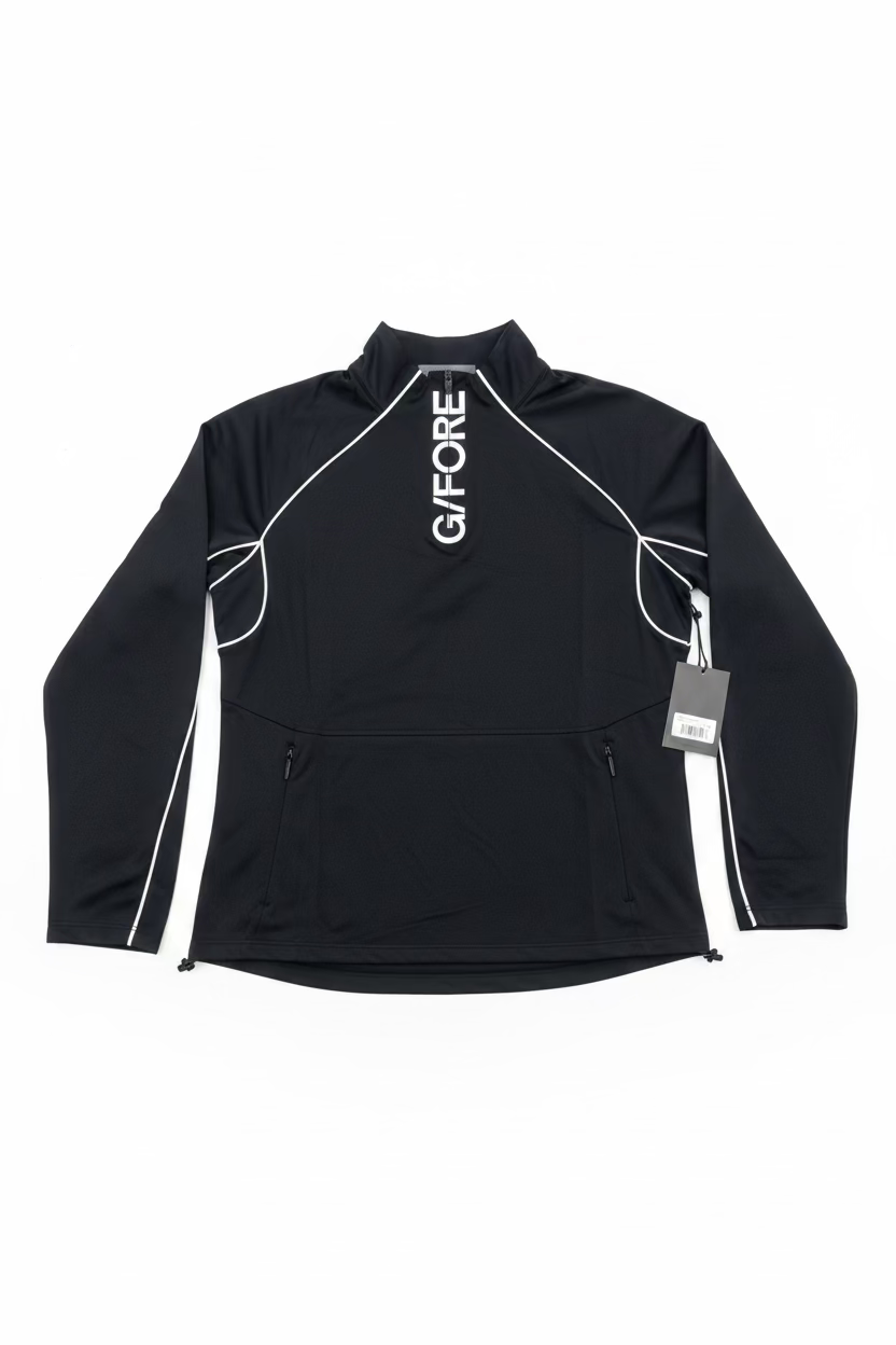 G/FORE Womens Contrast Mesh Silky Zip Pullover - Onyx