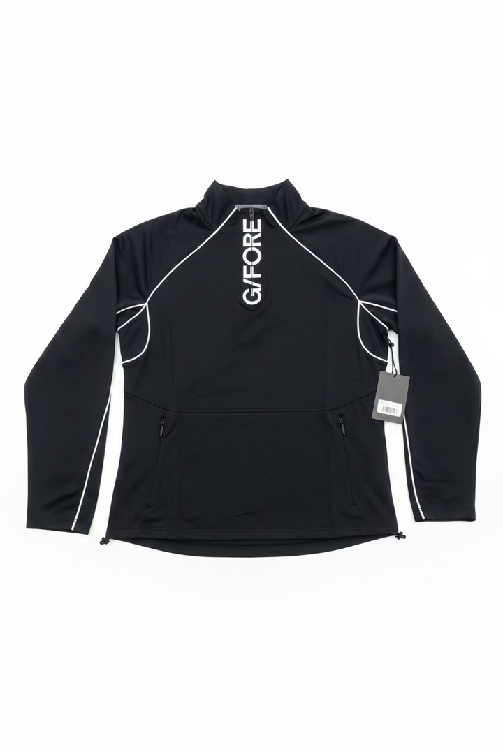 G/FORE Womens Contrast Mesh Silky Zip Pullover - Onyx