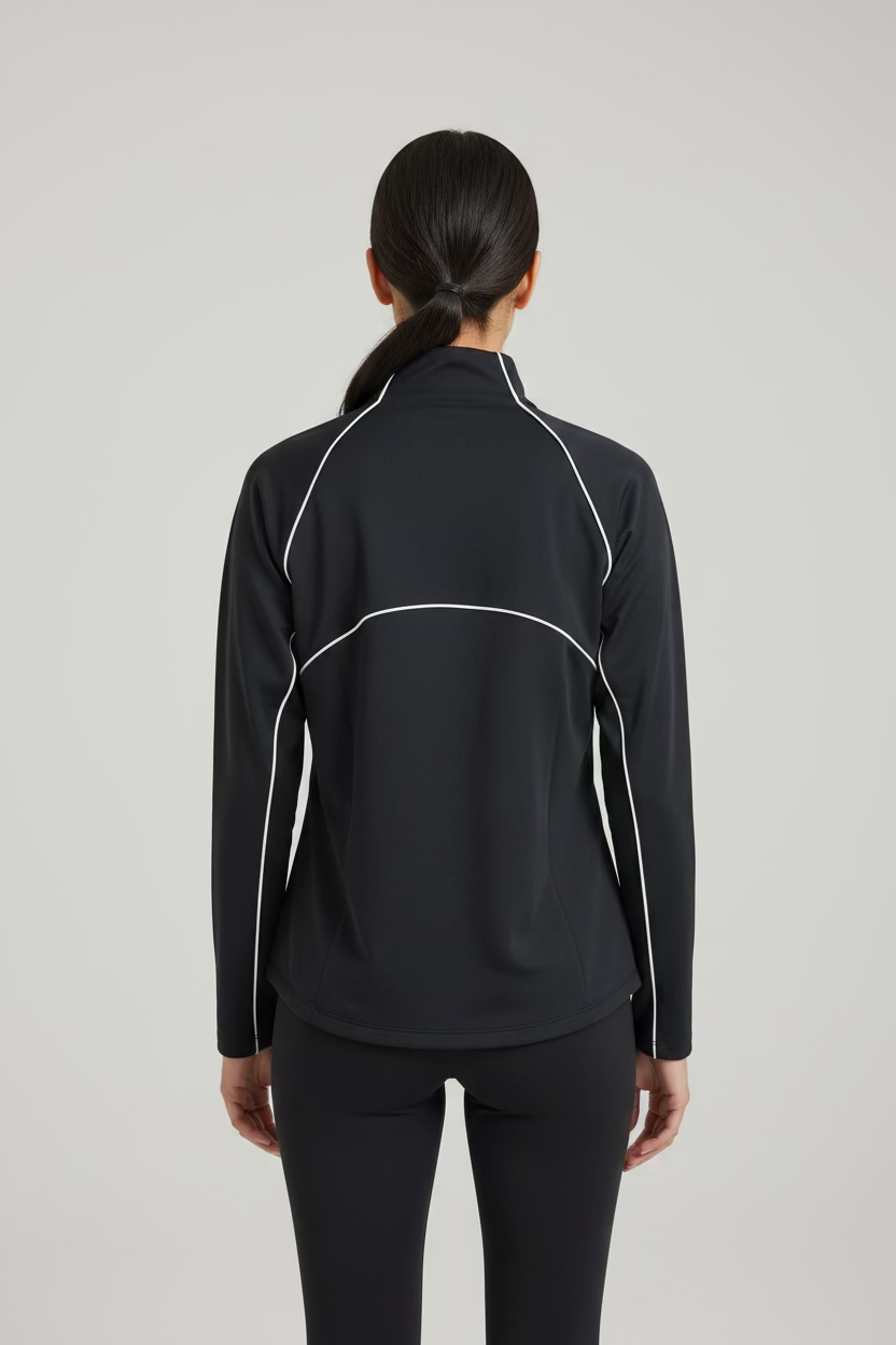 G/FORE Womens Contrast Mesh Silky Zip Pullover - Onyx