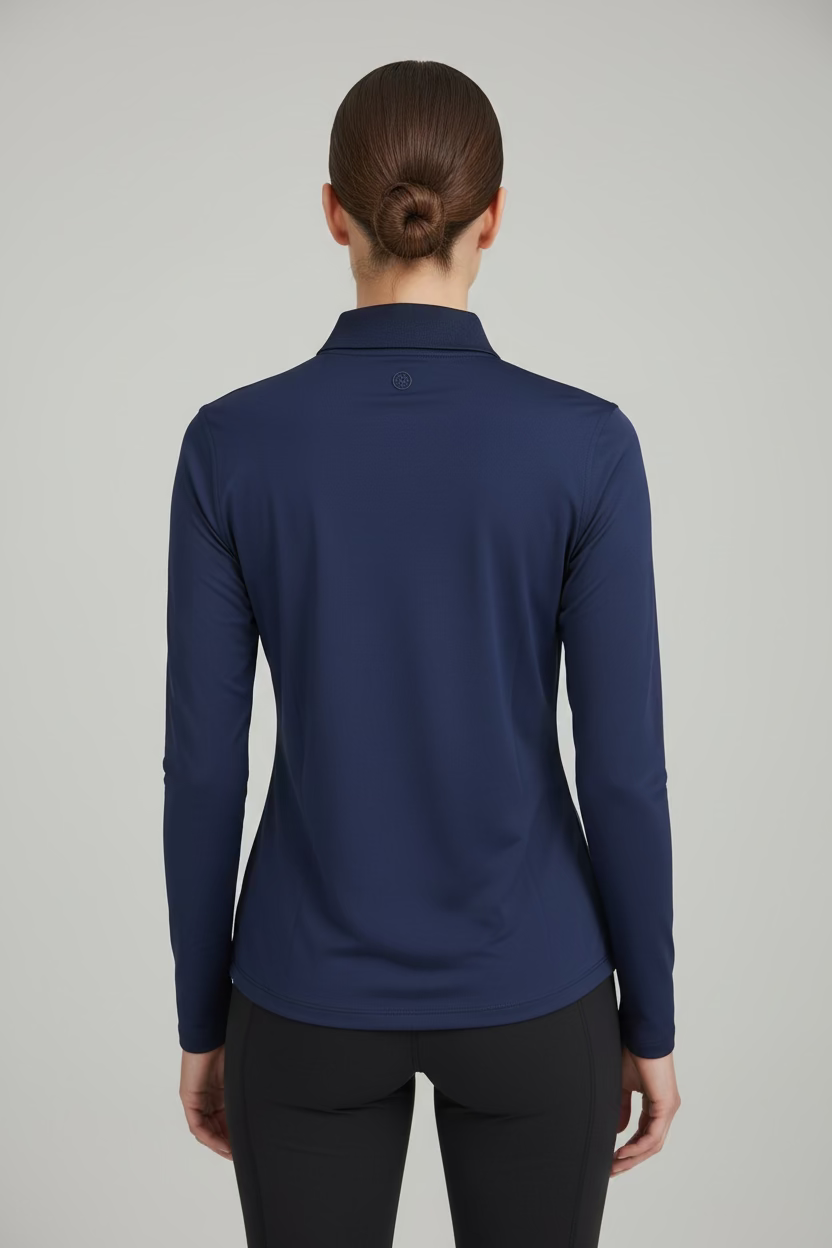 G/FORE Womens Silky Tech Nylon Long Sleeve Zip Polo - Twilight