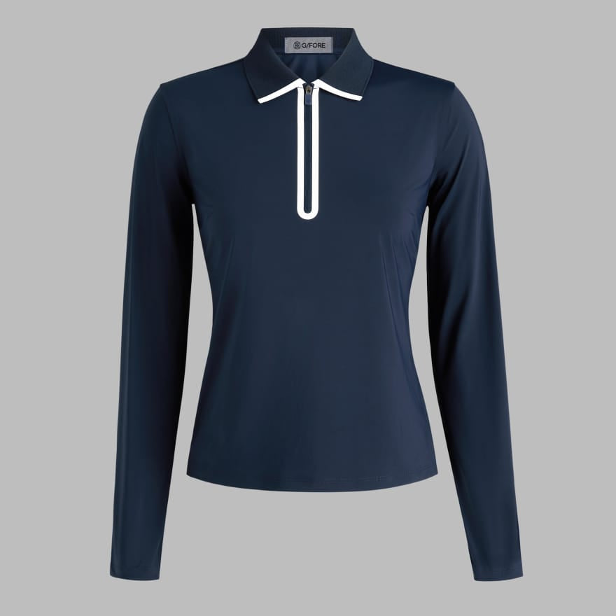 G/FORE Womens Silky Tech Nylon Long Sleeve Zip Polo - Twilight