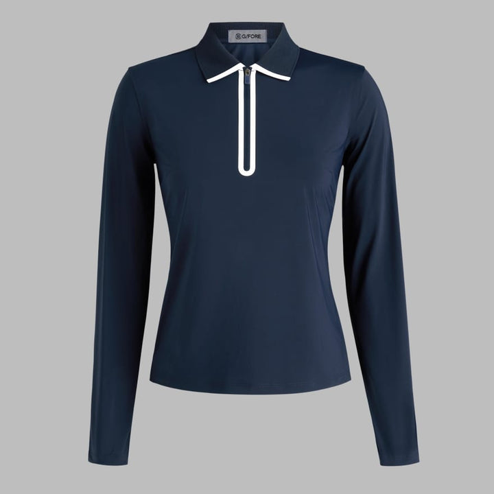 G/FORE Womens Silky Tech Nylon Long Sleeve Zip Polo - Twilight