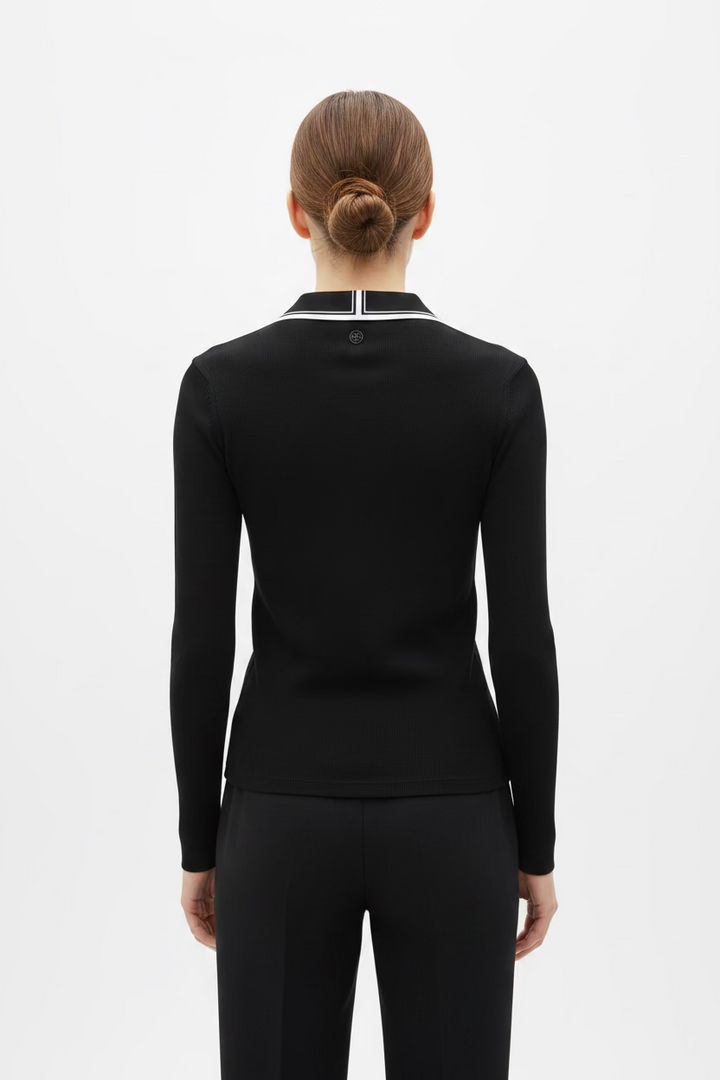 G/FORE Womens Ribbed Tech Nylon Long Sleeve Polo - Onyx