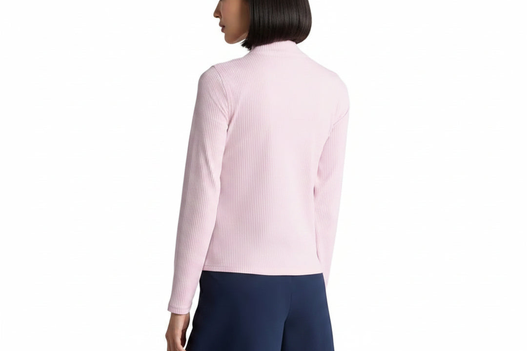 G/FORE Womens Ribbed Long Sleeve Zip Polo - Blush
