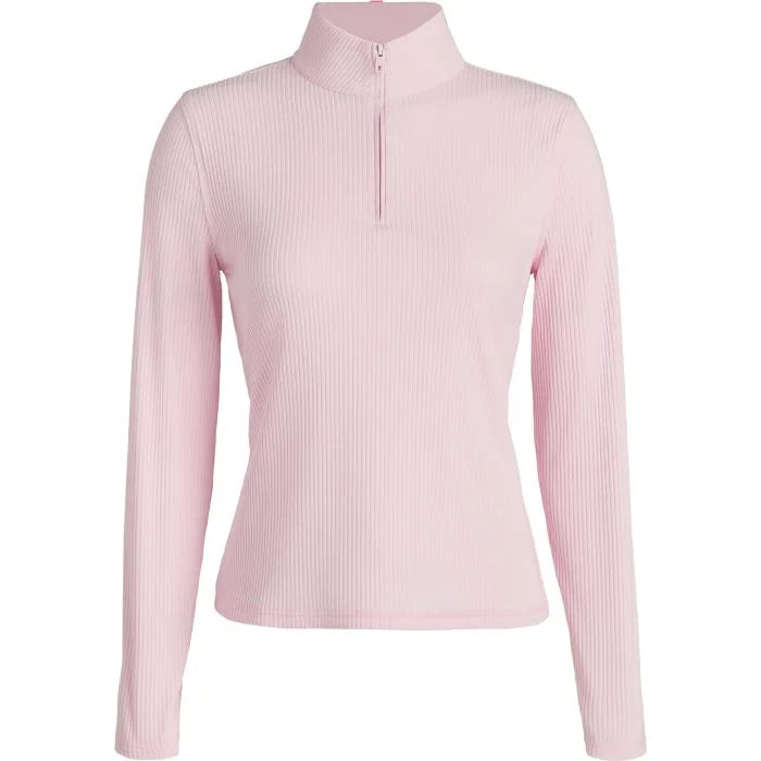 G/FORE Womens Ribbed Long Sleeve Zip Polo - Blush