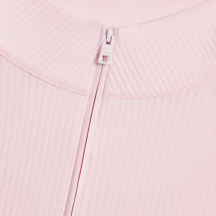 G/FORE Womens Ribbed Long Sleeve Zip Polo - Blush