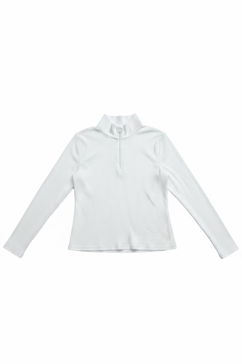 G/FORE Womens Ribbed Long Sleeve Zip Polo - Snow