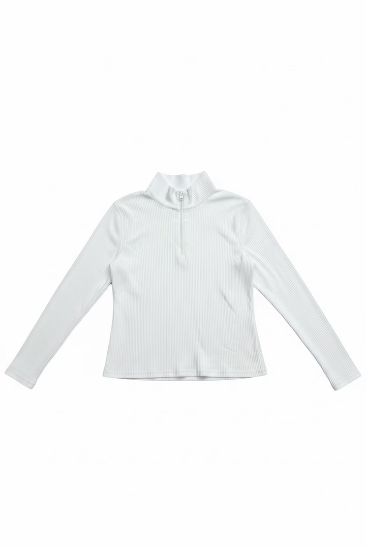 G/FORE Womens Ribbed Long Sleeve Zip Polo - Snow