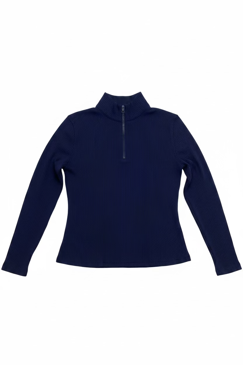 G/FORE Womens Ribbed Long Sleeve Zip Polo - Twilight