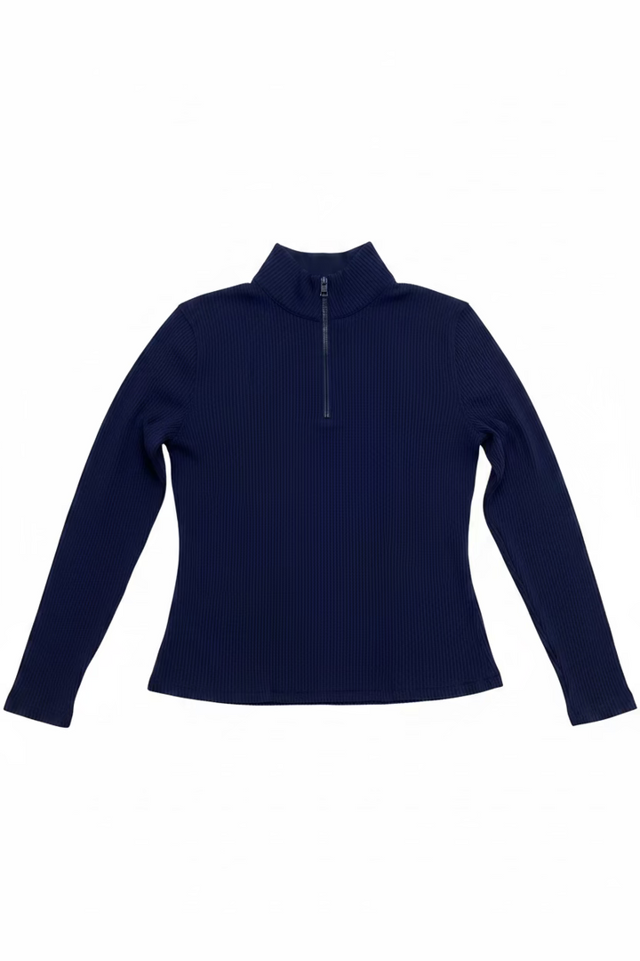 G/FORE Womens Ribbed Long Sleeve Zip Polo - Twilight
