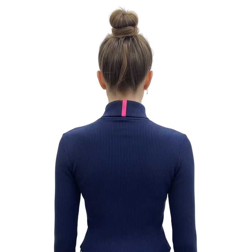 G/FORE Womens Ribbed Long Sleeve Zip Polo - Twilight