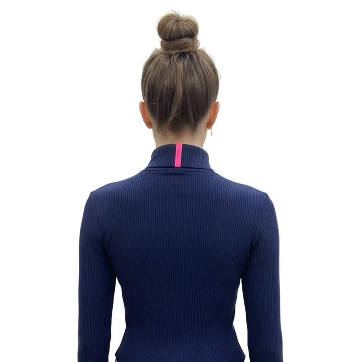 G/FORE Womens Ribbed Long Sleeve Zip Polo - Twilight