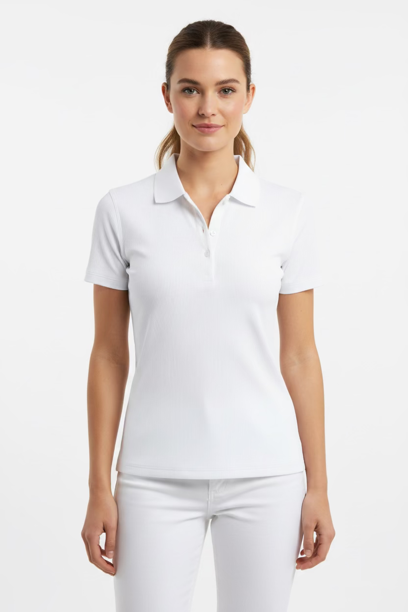 G/FORE Womens Ribbed Short Sleeve Button Polo - Snow