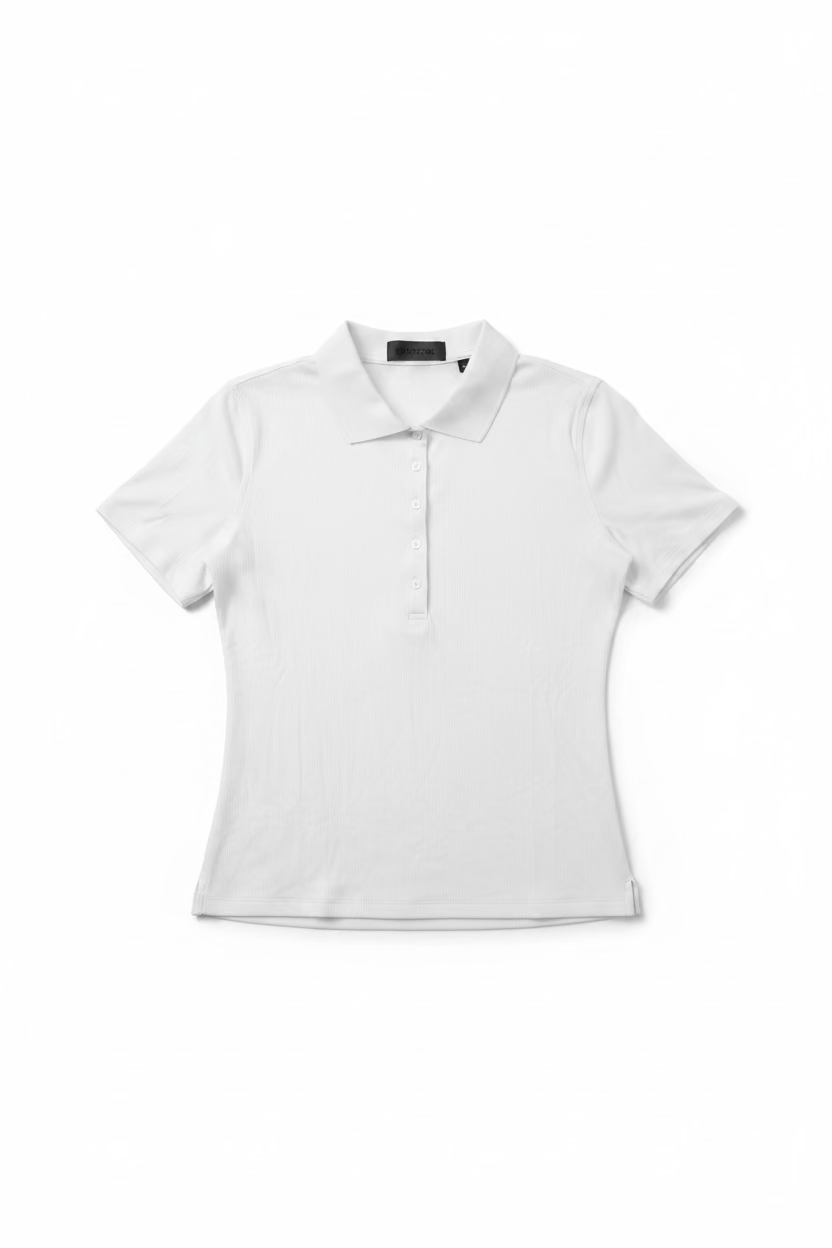 G/FORE Womens Ribbed Short Sleeve Button Polo - Snow