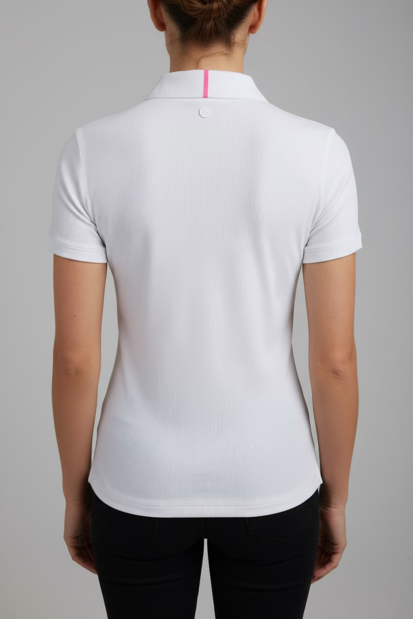 G/FORE Womens Ribbed Short Sleeve Button Polo - Snow