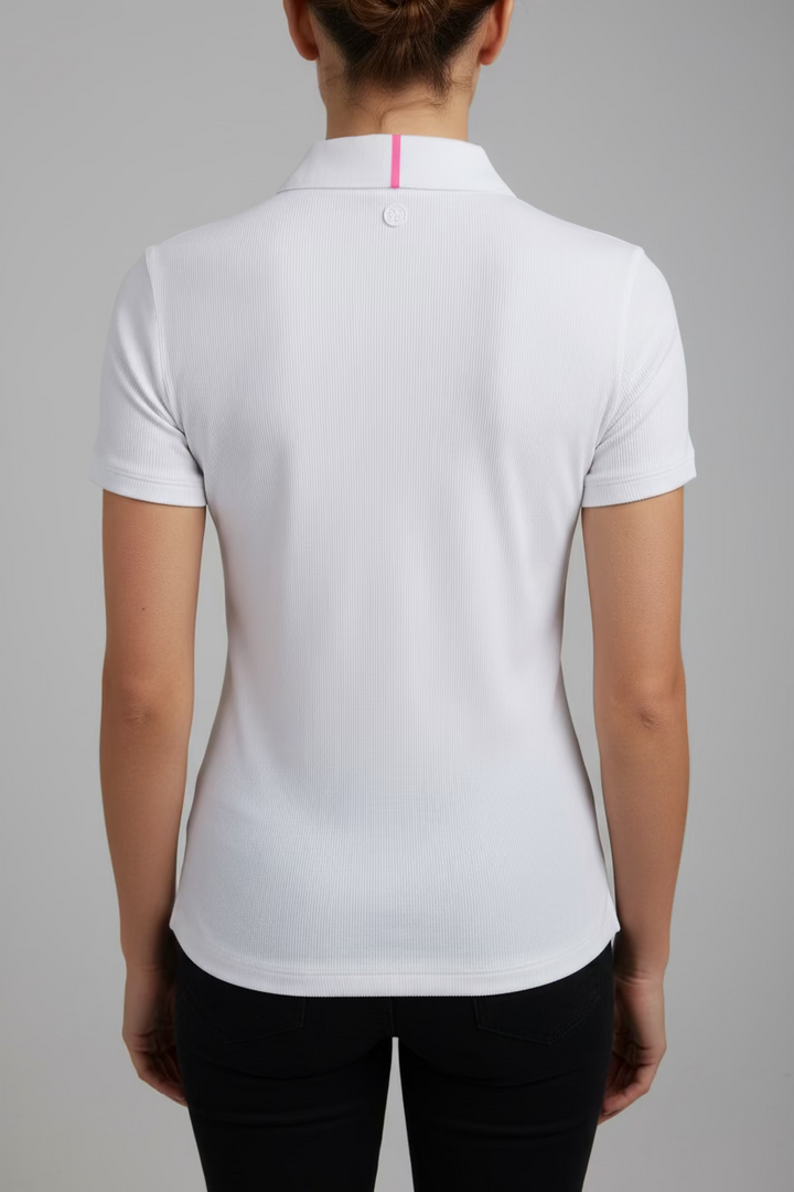 G/FORE Womens Ribbed Short Sleeve Button Polo - Snow