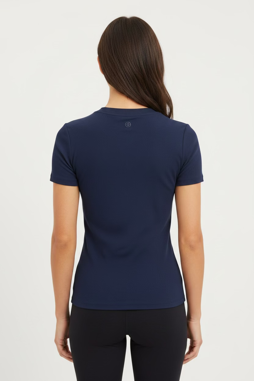 G/FORE Womens Ribbed Short Sleeve Casual Top - Twilight