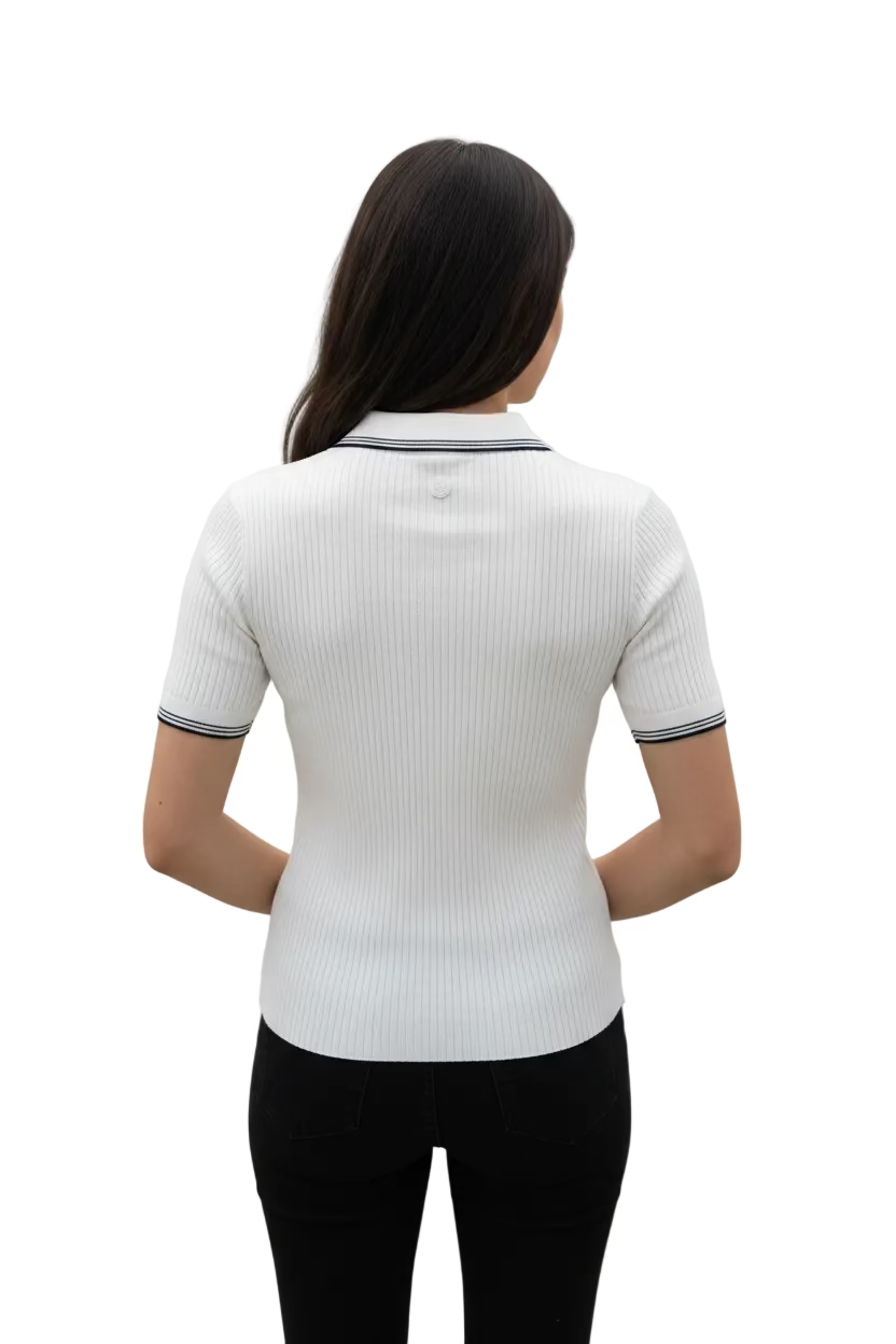 G/FORE Womens Knit Short Sleeve Polo - Snow - Small