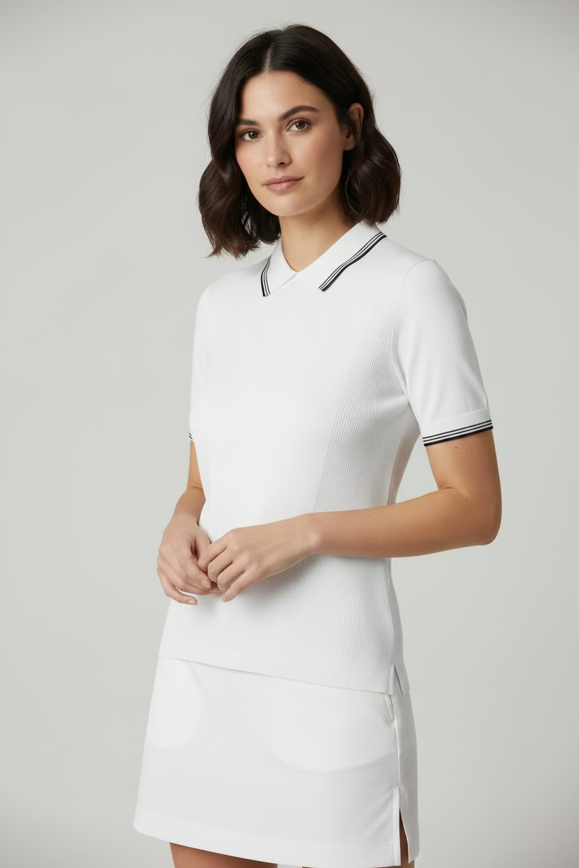 G/FORE Womens Knit Short Sleeve Polo - Snow - Small