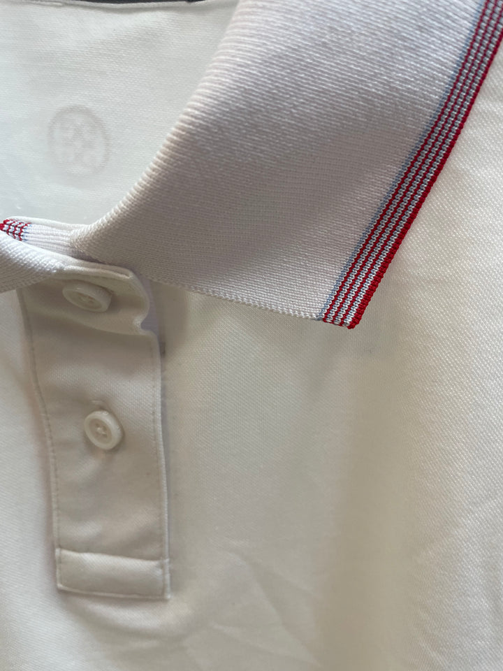 G/FORE Womens Boxy Short Sleeve Crop Button Polo - Snow/Rose Red