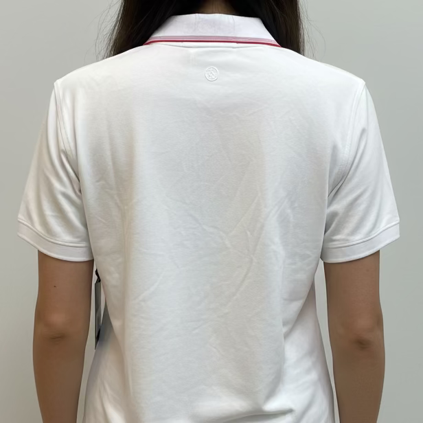 G/FORE Womens Boxy Short Sleeve Crop Button Polo - Snow/Rose Red