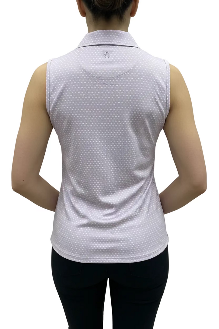 G/FORE Womens Silky Tech Sleeveless Button Polo - Lavender/Snow