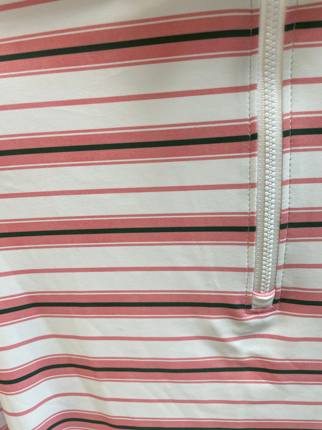 Smith & Quinn Womens Ava Macaron Stripe Long Sleeve Zip Polo - Pink/White/Green