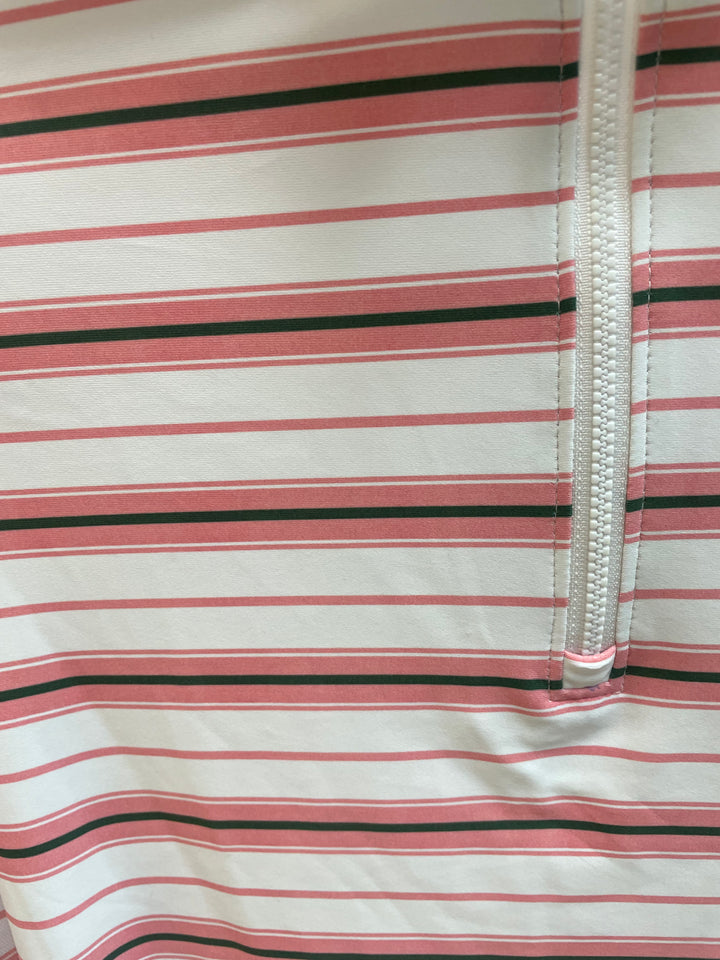 Smith & Quinn Womens Ava Macaron Stripe Long Sleeve Zip Polo - Pink/White/Green