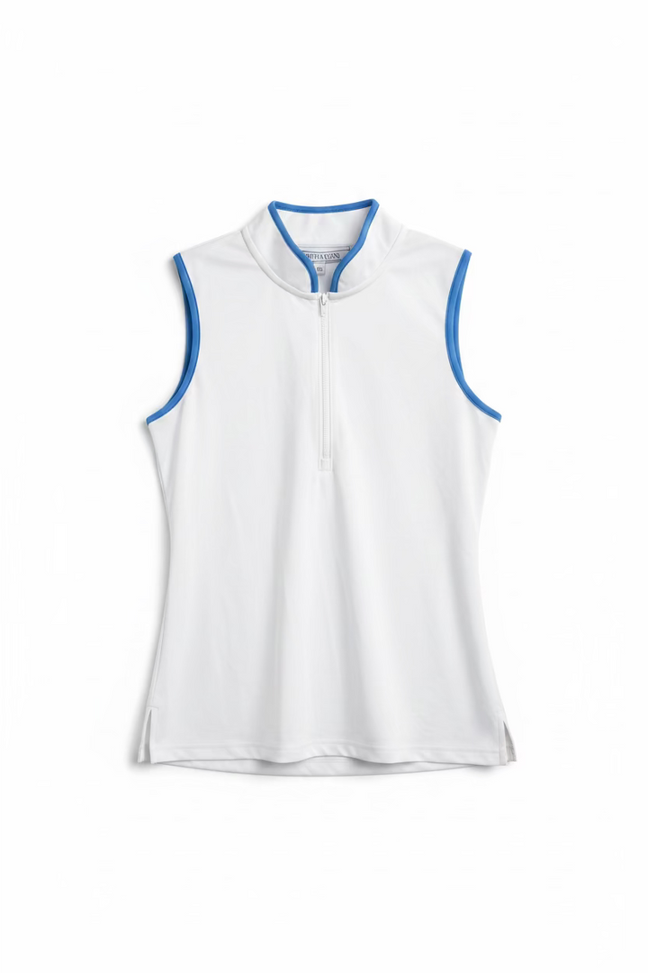 Smith & Quinn Kennedy Quarter Zip Sleeveless Top - White/Hydrangea
