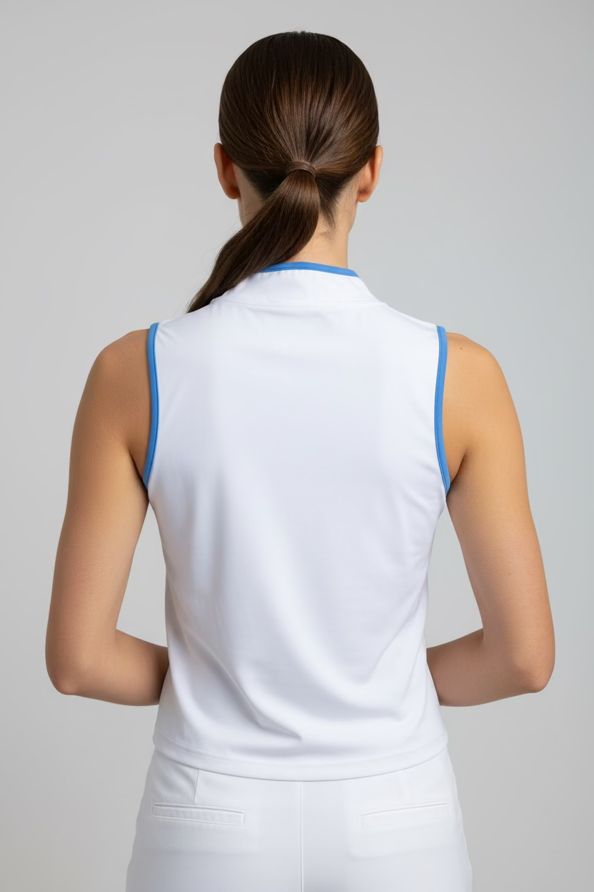 Smith & Quinn Kennedy Quarter Zip Sleeveless Top - White/Hydrangea