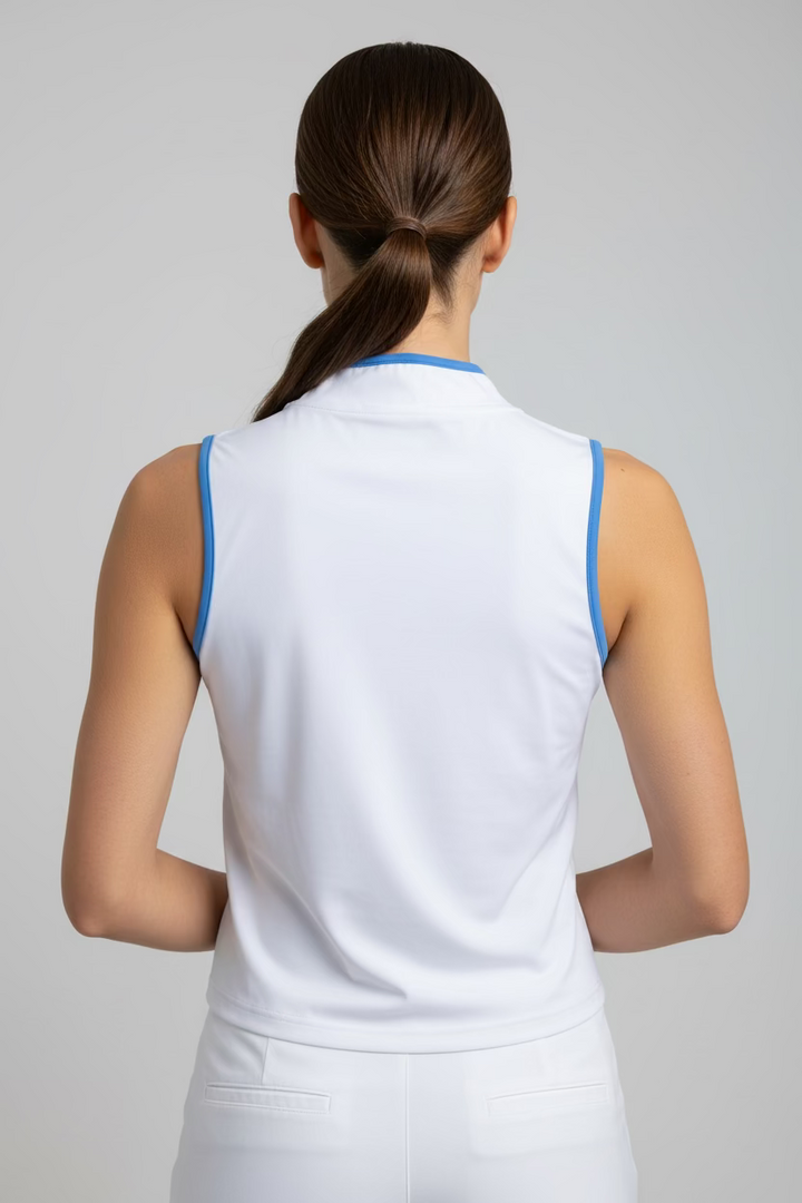 Smith & Quinn Kennedy Quarter Zip Sleeveless Top - White/Hydrangea