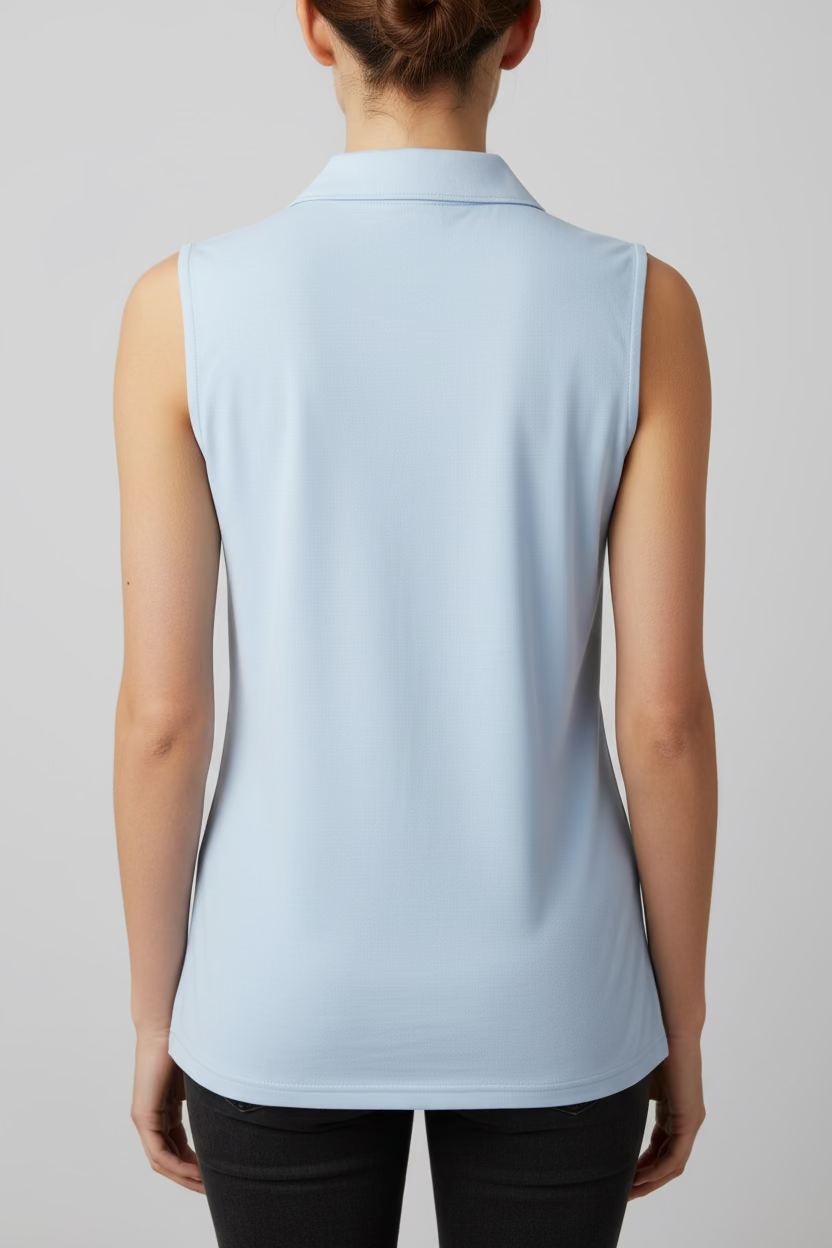 Smith & Quinn Alice Ruffle Quarter Button Sleeveless Polo - Lake Blue