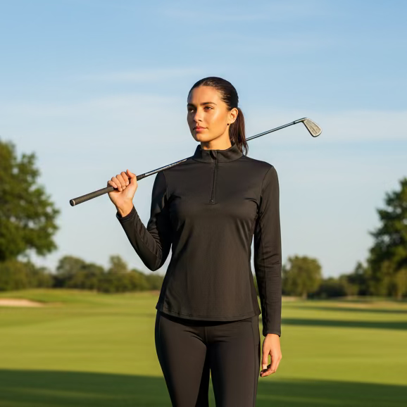 Smith & Quinn Ava Quarter Zip Long Sleeve Polo - Black