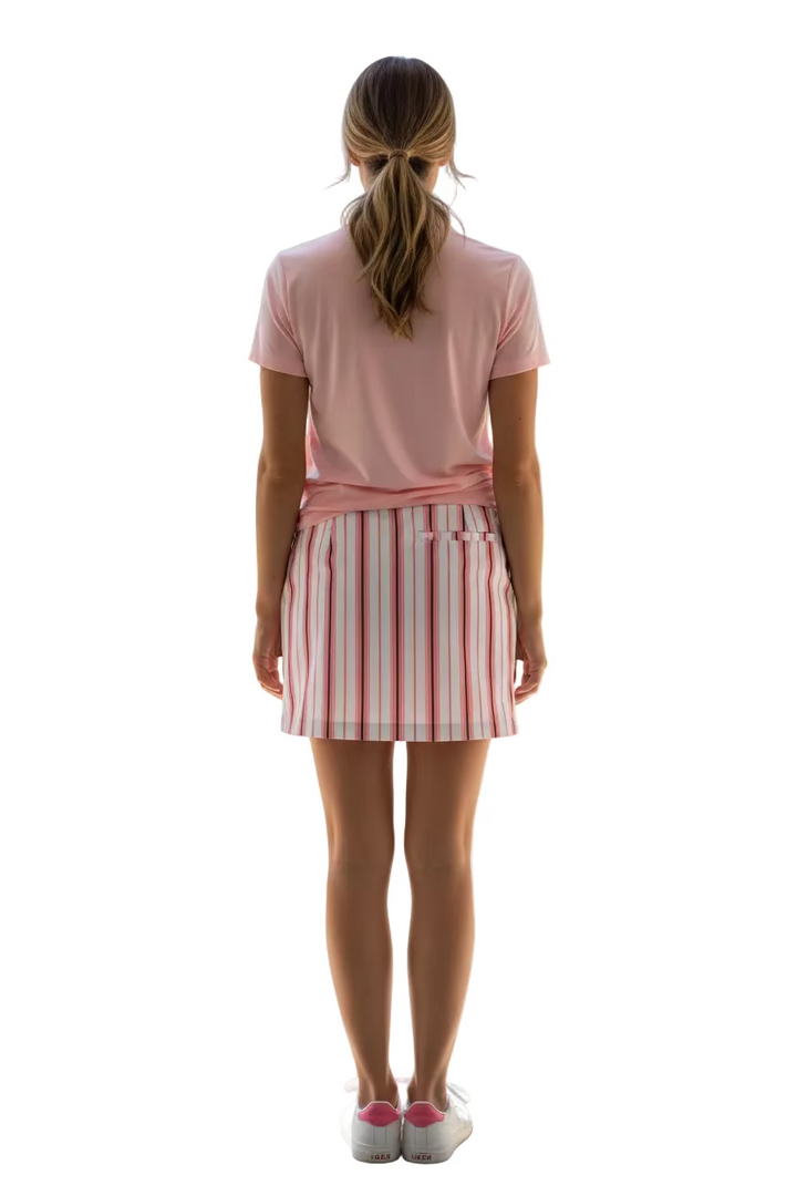 Smith & Quinn Womens Blaire Stretch Macaron Stripe Skort (15') - Pink/White/Green